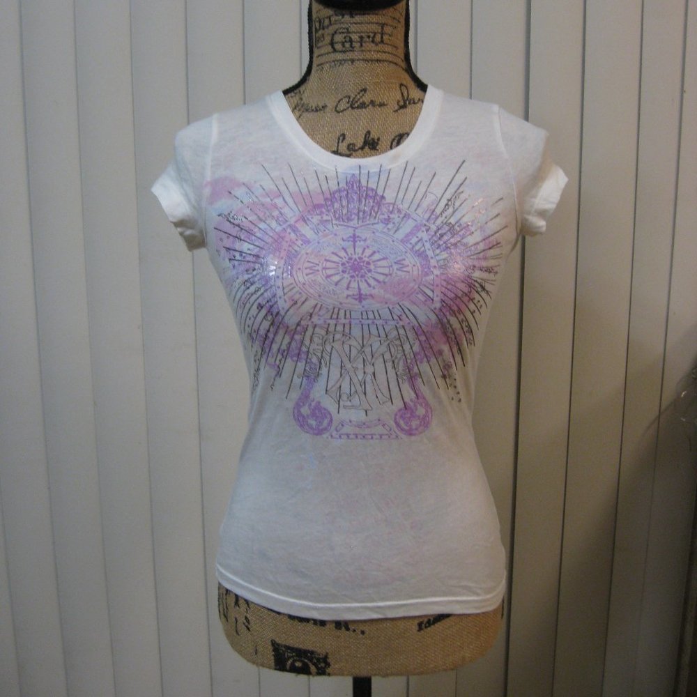 NWOT Express white tattoo graphic tee shirt top XS extra small